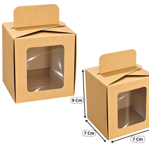 Caja cubo con cogedero mediana kraft (Paquete x12) – 9cm x 7cm