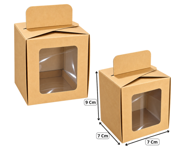Caja cubo con cogedero mediana kraft (Paquete x12) – 9cm x 7cm